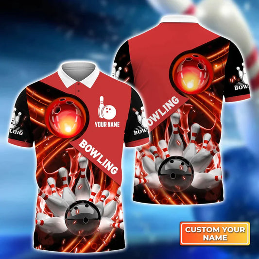 Personalized Red Bowling BallIn Fire Personalized Name 3D Shirt Cornbee