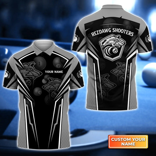 Custom Billiard Men Polo Shirt - Rezdawg Shooters Wolf Billiard Team Personalized Name Polo Shirt - Perfect Billiard Polo Shirt For Men,Billiard Lover Cornbee