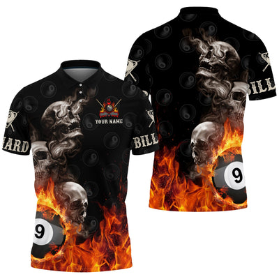 Personalized Name Skull On Fire Billiard  Unisex Shirt Cornbee