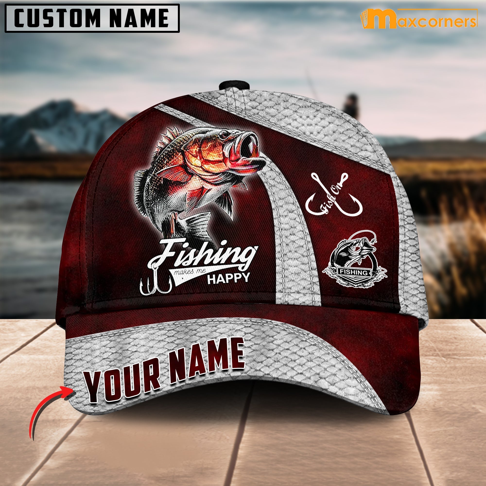 Cornbee Personalized Fishing Classic Red Cap