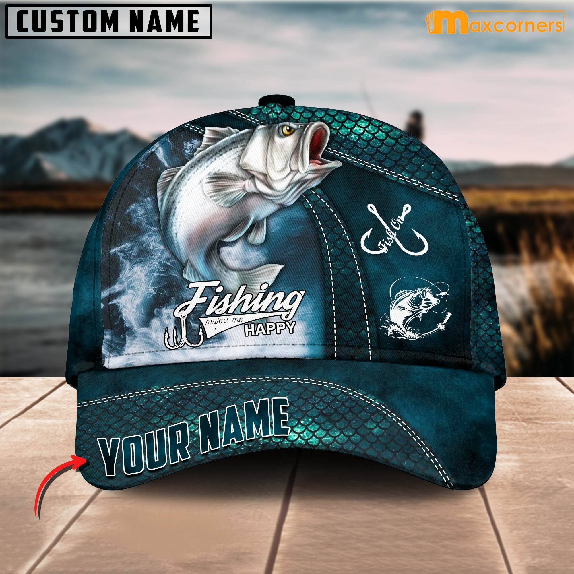 Cornbee Personalized Stripped Bass Fishing Classic Cap