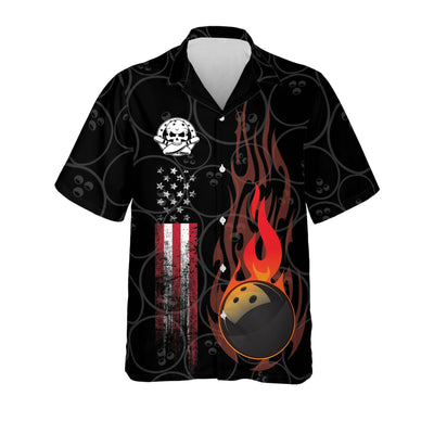 Personalized Funny Flame Skull Bowling Team Personalized Name Hawaiian Shirt Cornbee
