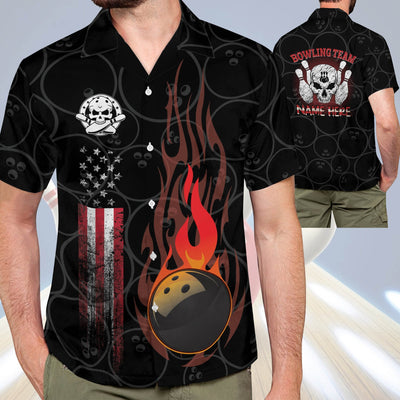 Personalized Funny Flame Skull Bowling Team Personalized Name Hawaiian Shirt Cornbee