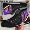 Cornbee Purple and Black Strike Ball 8 Billiard Personalized Name High Top Shoes