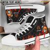 Personalized Name Skull On Fire Billiard   High Top Shoes Cornbee