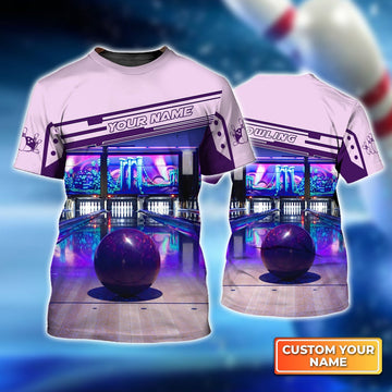 Personalized Purple Bowling Ball Personalized Name 3D Shirt Cornbee