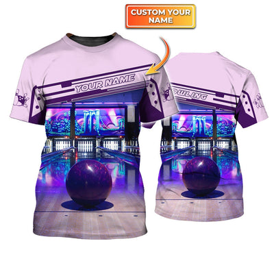 Personalized Purple Bowling Ball Personalized Name 3D Shirt Cornbee