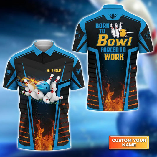 Personalized The Blue Bowling Ball Crashing The Pins Purple Pattern Personalized Name 3D Shirt Cornbee