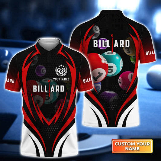 Custom Billiard Men Polo Shirt - Unisex Funny Pool Balls Billiards Personalized Name Polo Shirt - Perfect Billiard Polo Shirt For Men, Billiard Lover Cornbee