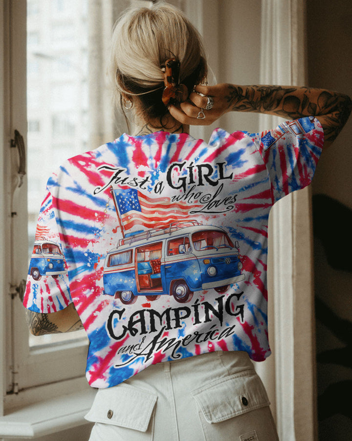 Just A Girl Who Loves Camping And America Tie Dye Cornbee