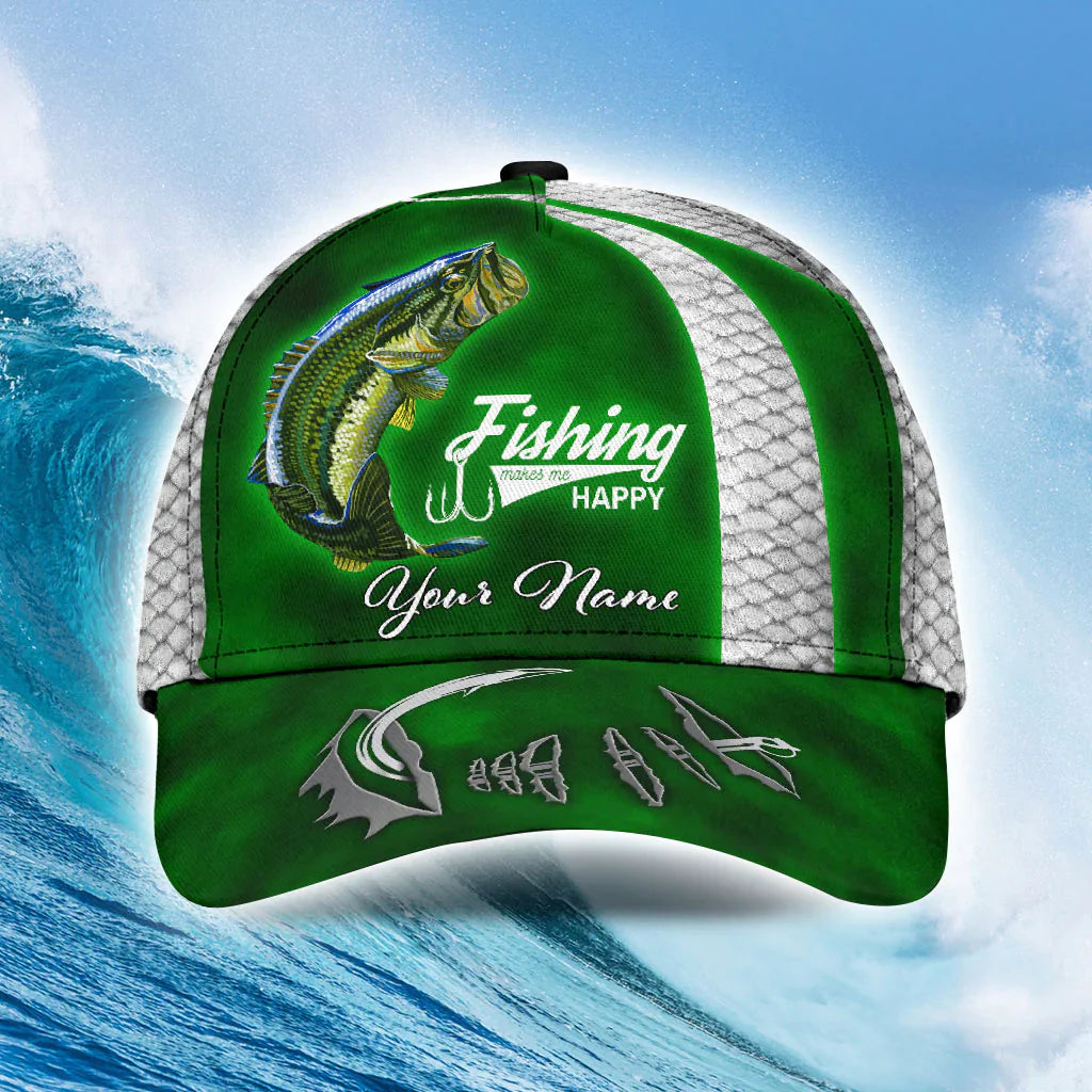 Cornbee Custom Name Bass Fishing hat Hook print Cap SO0501