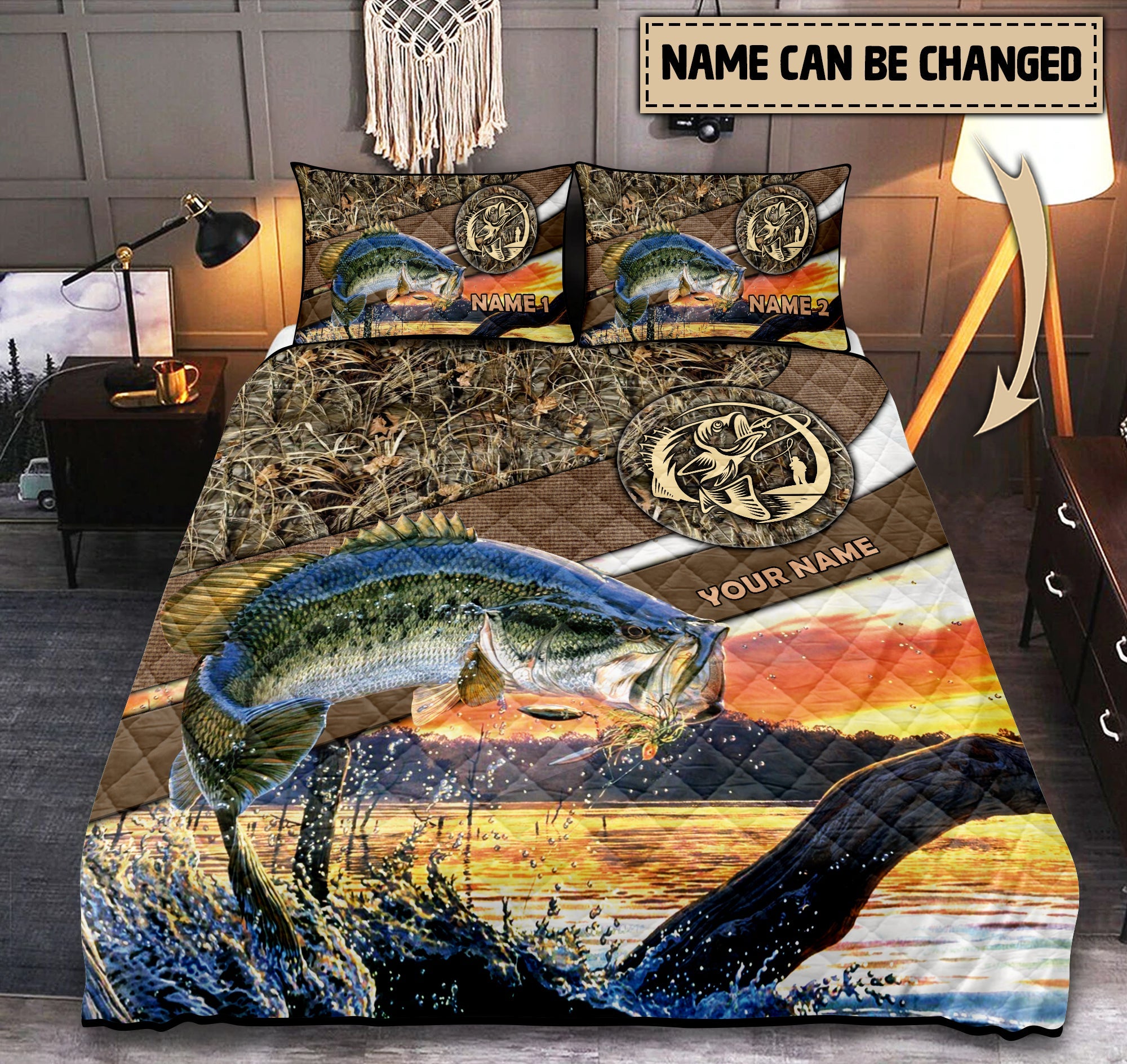 Personalized Fishing Bedding Set, Personalized Gift for Fishing Lovers61 Cornbee