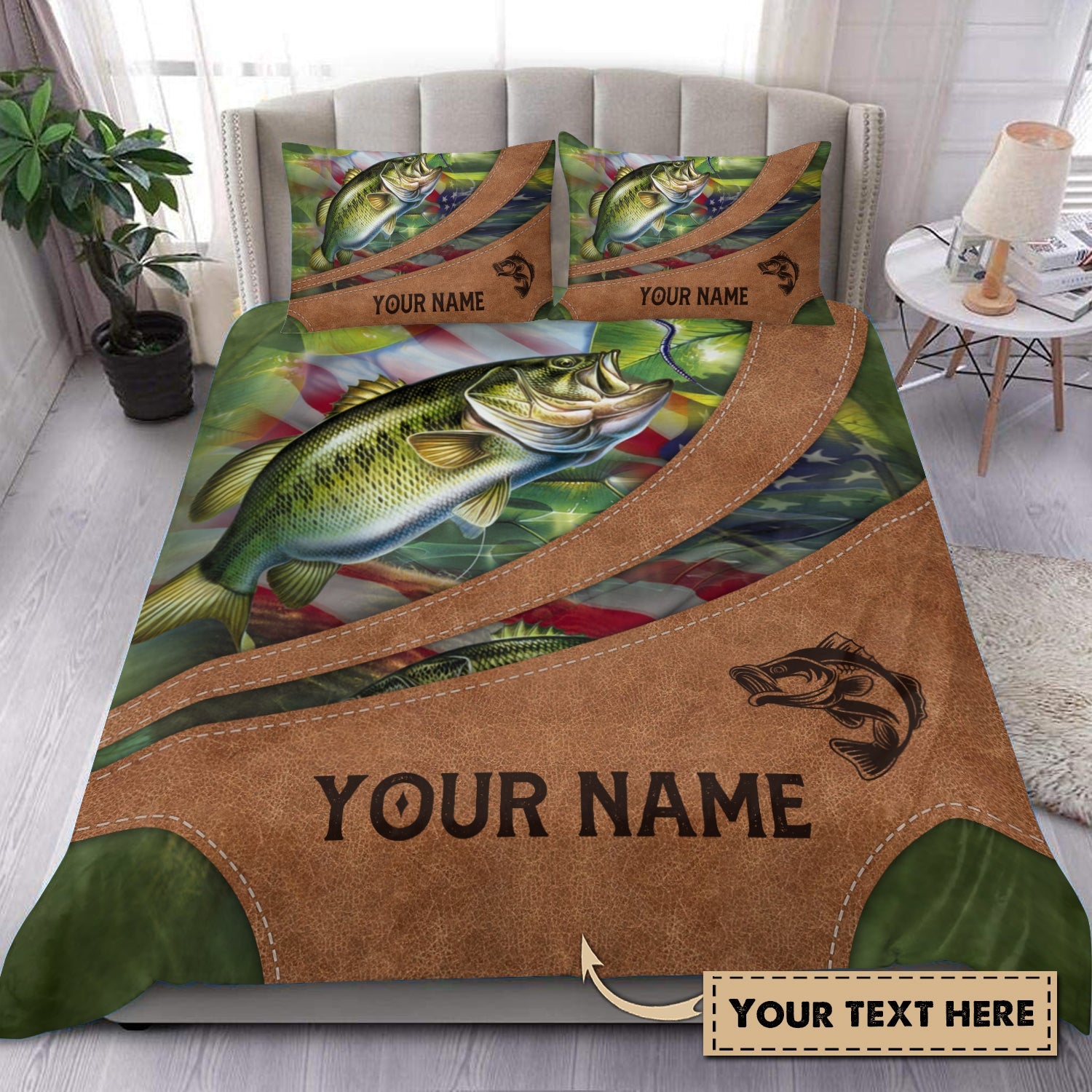 Personalized Fishing Bedding Set, Personalized Gift for Fishing Lovers48 Cornbee