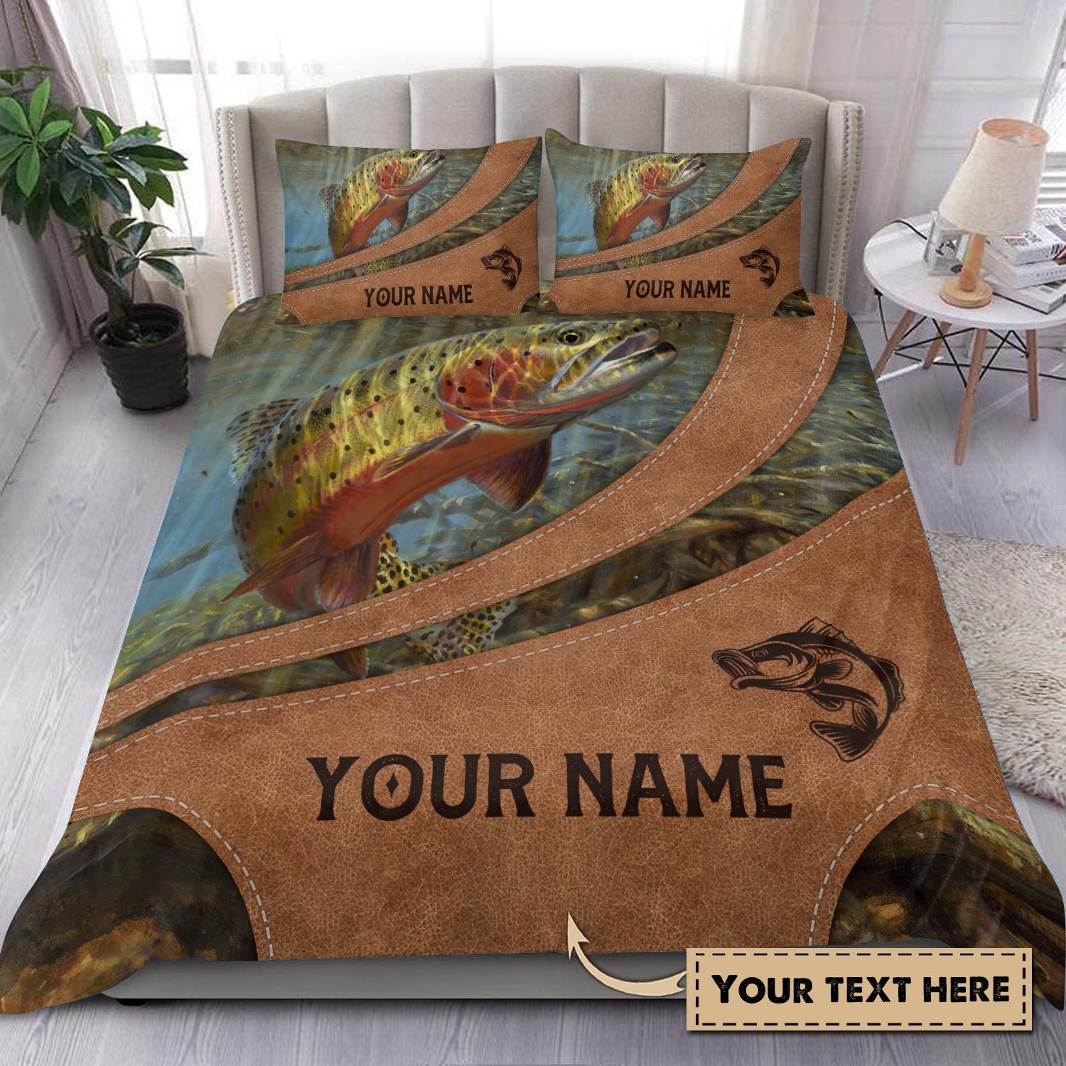Personalized Fishing Bedding Set, Personalized Gift for Fishing Lovers50 Cornbee