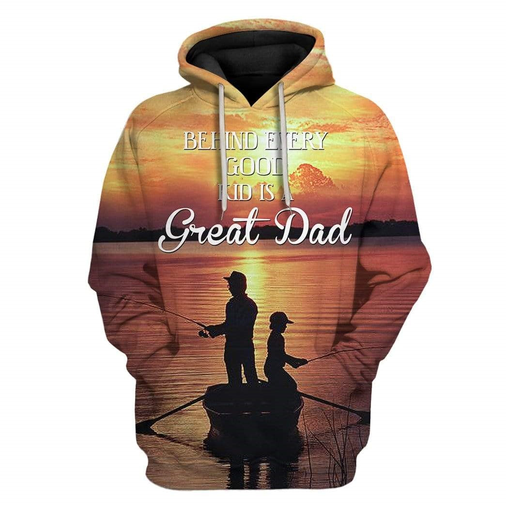 Cornbee Fishing Gift Behind Every Good Kid Is A Great Dad 3D Shirt