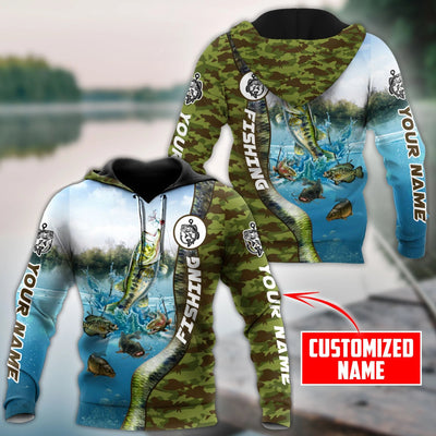 Personalized Name 3D Shirt Bass Jumping Fishing Lake Cornbee