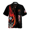 Billiard Hawaiian Shirt, Flame Skull Billiard Pool American Flag Hawaiian Shirt For Men Women, Gift For Friend, Billiard Lovers Cornbee