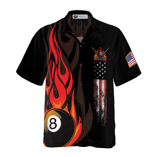 Billiard Hawaiian Shirt, Flame 8 Ball Billiard Pool Hawaiian Shirt, Colorful Summer Aloha Shirt, Gift For Husband, Wife, Friend, Family, Billiard Lover Cornbee