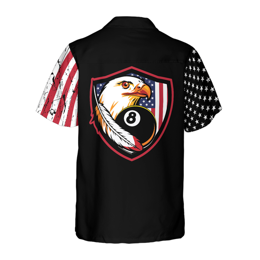 Billiards Hawaiian Shirt, Eagle American Flag Aloha Hawaiian Shirt For Summer Gift For Friend, Team, Billiard Lovers Cornbee