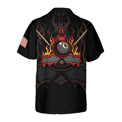 Billiard Hawaiian Shirt, Flame Skull Billiard Pool American Flag Hawaiian Shirt For Men Women, Gift For Friend, Billiard Lovers Cornbee