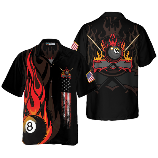Billiard Hawaiian Shirt, Flame 8 Ball Billiard Pool Hawaiian Shirt, Colorful Summer Aloha Shirt, Gift For Husband, Wife, Friend, Family, Billiard Lover Cornbee