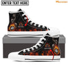 Personalized Name Skull On Fire Billiard   High Top Shoes Cornbee