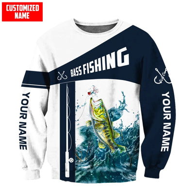Personalized Name 3D Shirt Bass Fishing Jumping Cornbee