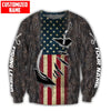 Cornbee Fishing Hook American Flag Camo Personalized Name 3D Shirt