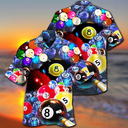 Billiard Hawaiian Shirt, Colorful Billiard Ball Aloha Hawaiian Shirt, Billiard Is Excited Aloha Shirt For Men - Perfect Gift For Billiard Lovers Cornbee