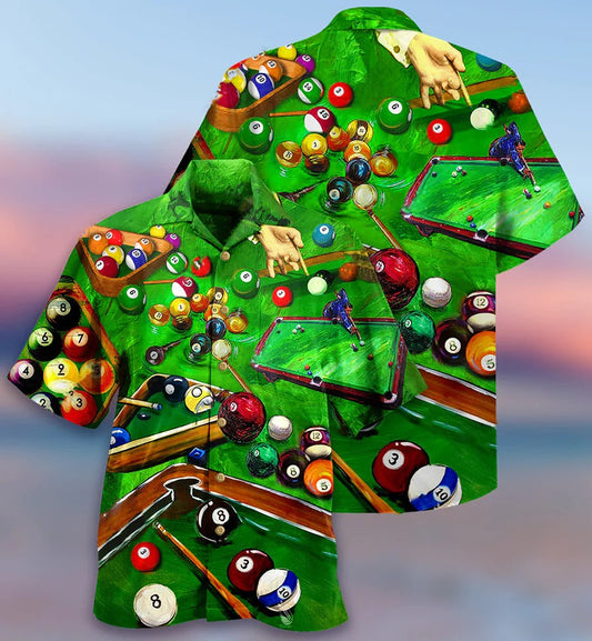 Billiard Hawaiian Shirt, Billiard Green Style Aloha Hawaiian Shirt, Billiard Rack Aloha Shirt For Men - Perfect Gift For Billiard Lovers Cornbee