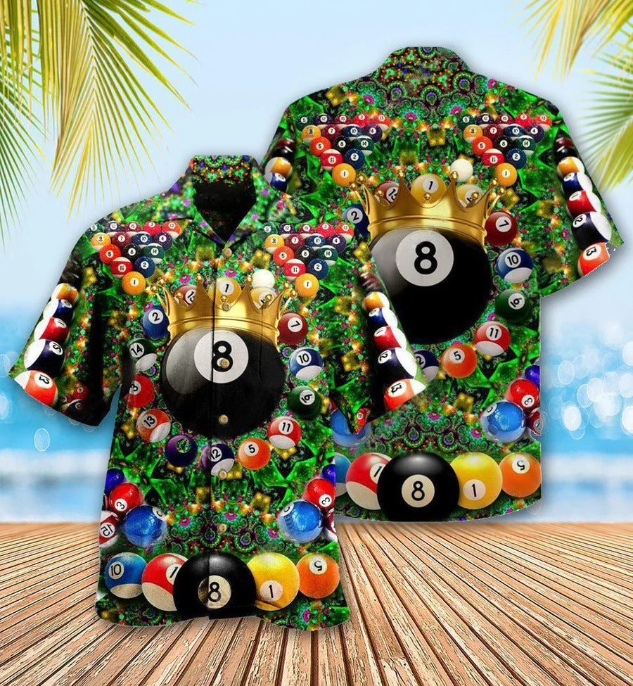 Billiard Hawaiian Shirt, Billiard Warning Pool On Duty Aloha Hawaiian Shirt, King 's Billiard Ball Aloha Shirt For Men - Gift For Billiard Lovers Cornbee