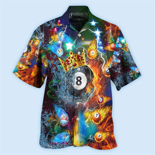 Billiard Hawaiian Shirt, Billiard Fire And Water Aloha Hawaiian Shirt, Merry Christmas Aloha Shirt For Men - Perfect Gift For Billiard Lovers Cornbee