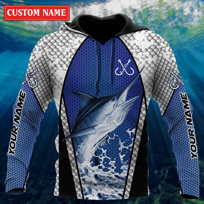 Cornbee Blue Marlin Fishing Custom Name Sport Fishing Unisex Shirts So20