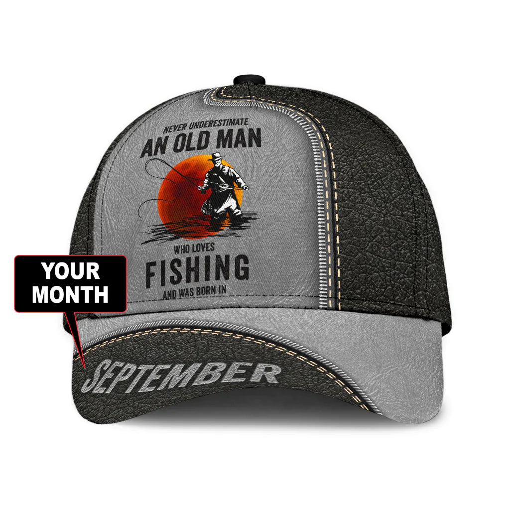 Cornbee Custom Month Never underestimate an old man Fishing D print cap SO0501